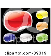 Poster, Art Print Of Digital Collage Of Rounded Shiny Colorful Peeling Stickers