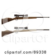 Royalty Free RF Clipart Illustration Of A Digital Collage Of Two Wooden Hunting Rifles