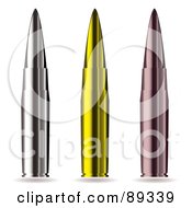Digital Collage Of Three Pointed Gun Bullets