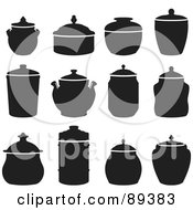 Royalty Free RF Clipart Illustration Of A Digital Collage Of Black Storage Jars