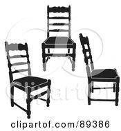 Poster, Art Print Of Digital Collage Of Three Black Wooden Chairs