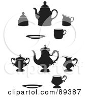 Royalty Free RF Clipart Illustration Of A Digital Collage Of Ornate Tea Pots And Cups Version 1