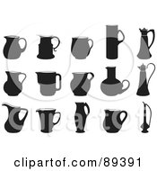 Royalty Free RF Clipart Illustration Of A Digital Collage Of Silhouetted Jugs