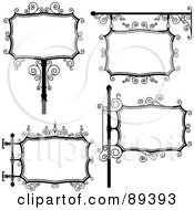 Digital Collage Of Black And White Wrought Iron Storefront Signs - Version 2