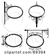 Digital Collage Of Black And White Wrought Iron Storefront Signs - Version 1