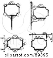 Digital Collage Of Black And White Wrought Iron Storefront Signs - Version 3
