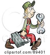 Royalty Free RF Clipart Illustration Of A Scrawny Handy Man Or Mechanic With A Tool Box by Frisko #COLLC89401-0114