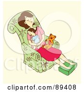 Poster, Art Print Of Tired Woman Napping With Her Baby On A Chair