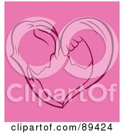 Royalty Free RF Clipart Illustration Of A Silhouetted Couple With Their Foreheads Together by Cherie Reve