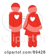 Poster, Art Print Of Red Man And Woman With Heart Chests Tied Together