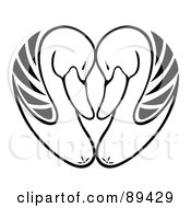 Royalty Free RF Clipart Illustration Of A Black And White Heart Formed Of Swan Heads by Cherie Reve