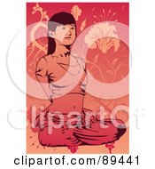 Royalty Free RF Clipart Illustration Of A Woman In A Yoga Pose Version 6