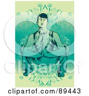 Royalty Free RF Clipart Illustration Of A Man In A Yoga Pose Version 5