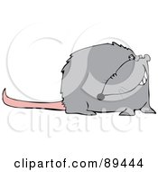 Royalty Free RF Clipart Illustration Of A Grinning Gray Rat With A Long Pink Tail