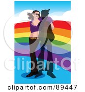 Poster, Art Print Of Gay Man Wearing A Purple Crop Top And Leaning On A Rainbow