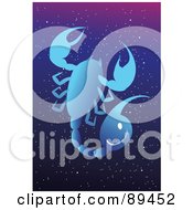 Poster, Art Print Of Blue Scorpio Scorpion Horoscope Image Over A Starry Sky