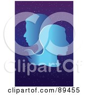Poster, Art Print Of Blue Gemini Twin Horoscope Image Over A Starry Sky