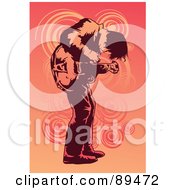 Royalty Free RF Clipart Illustration Of A Guitarist Leaning Over Standing And Playing His Guitar by mayawizard101