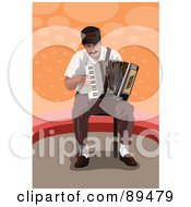 Poster, Art Print Of Seated Man Playing An Accordion