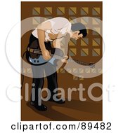 Royalty Free RF Clipart Illustration Of A Male Guitarist Bending Forward And Playing A Guitar by mayawizard101