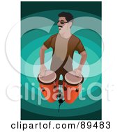 Royalty Free RF Clipart Illustration Of A Man Standing And Playing Conga Drums