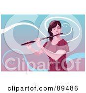 Royalty Free RF Clipart Illustration Of A Female Musician Playing Her Flute
