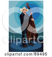 Poster, Art Print Of Cowboy Playing A Double Bass