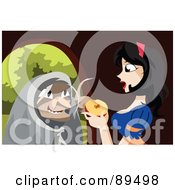 Royalty Free RF Clipart Illustration Of An Old Witch Urging Snow White To Eat A Poisoned Apple by mayawizard101