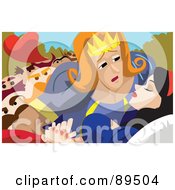 Royalty Free RF Clipart Illustration Of A Prince Leaning In To Kiss And Awaken Snow White From Her Spell