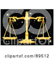Royalty Free RF Clipart Illustration Of Golden Libra Scales In A Starry Sky by mayawizard101
