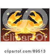 Royalty Free RF Clipart Illustration Of A Golden Cancer Crab In A Starry Sky by mayawizard101