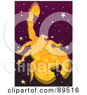Poster, Art Print Of Golden Scorpio Scorpion In A Starry Sky