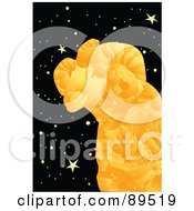 Poster, Art Print Of Golden Aries Ram In A Starry Sky
