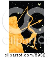 Poster, Art Print Of Golden Sagittarius Archer In A Starry Sky