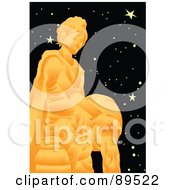Poster, Art Print Of Golden Aquarius Water Pourer In A Starry Sky
