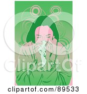 Sick Woman Blowing Her Nose Into A Tissue