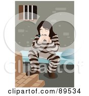 Prisoner Playing A Harmonica And Tapping His Foot On A Step
