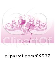 Royalty Free RF Clipart Illustration Of A Pink Shopping Cart With Swirls And Stars Over Pink