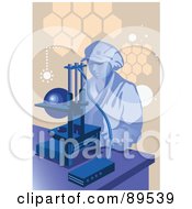 Poster, Art Print Of Female Scientist By A Microscope