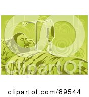 Royalty Free RF Clipart Illustration Of A Sick Man Resting In A Hospital Bed by mayawizard101