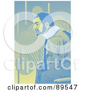 Royalty Free RF Clipart Illustration Of A Hurt Man Sitting And Wearing A Neck Brace