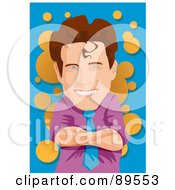 Royalty Free RF Clipart Illustration Of A Smiling Brunette Businessman With His Arms Crossed by mayawizard101