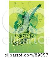 Royalty Free RF Clipart Illustration Of A Green Male Roller Blader