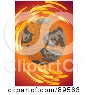 Poster, Art Print Of Dry Cracking Globe Over Red And Orange