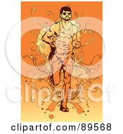 Royalty Free RF Clipart Illustration Of An Orange Male Runner Over Vines