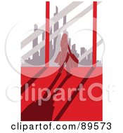 Royalty Free RF Clipart Illustration Of A Red Female Shopper Near A Window With A City View