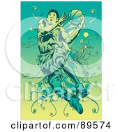 Royalty Free RF Clipart Illustration Of A Male Basketball Player Jumping With A Ball In Hand by mayawizard101