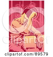 Royalty Free RF Clipart Illustration Of A Sick Man Resting Over A Ledge by mayawizard101