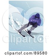 Poster, Art Print Of Male Skier Leaning Forward And Going Down Hill