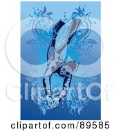 Poster, Art Print Of Male Swimmer Diving Down In Water